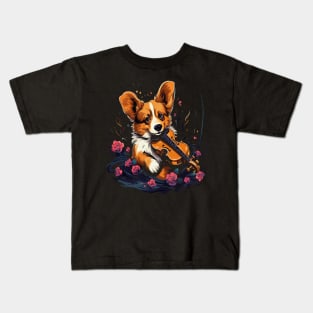 Corgi Playing Violin Kids T-Shirt